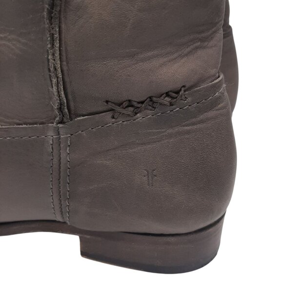 Frye Cara Gray Leather Mid Calf Roper Boots SZ 9 - Picture 9 of 16